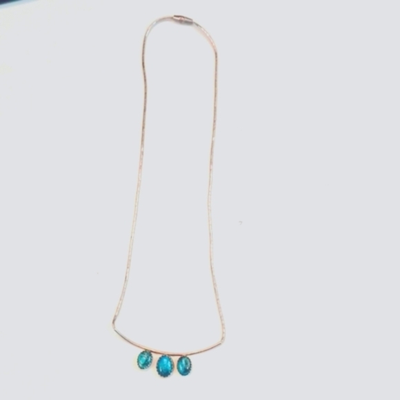 Silver  Woman's  Turquoise Stones Necklace - Picture 1 of 5